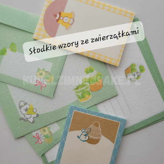 **Nowość* | Słodki Papier Listowy z Japonii z Deserami i Zwierzątkami