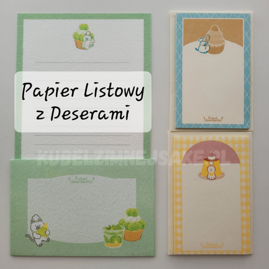 **Nowość* | Słodki Papier Listowy z Japonii z Deserami i Zwierzątkami