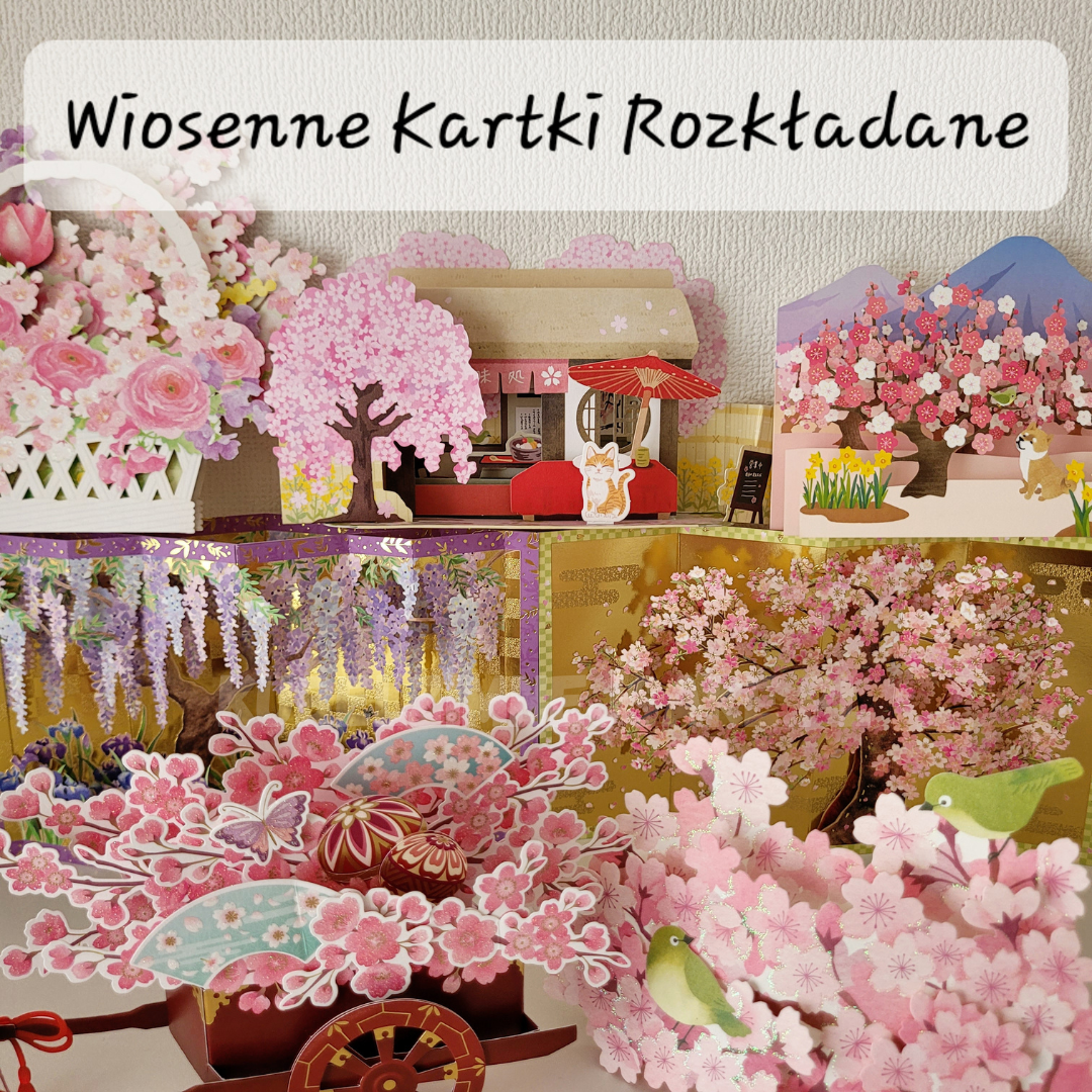 *Wiosna* Wiosenne Kartki Rozkładane z Japonii | Kwitnące Wiśnie, Śliwy i Wisterie